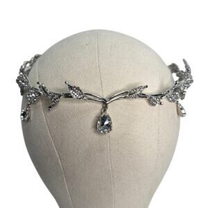 Silver Tone Rhinestone Leaf Wedding Tiara  Headpiece  Brides Prom special event